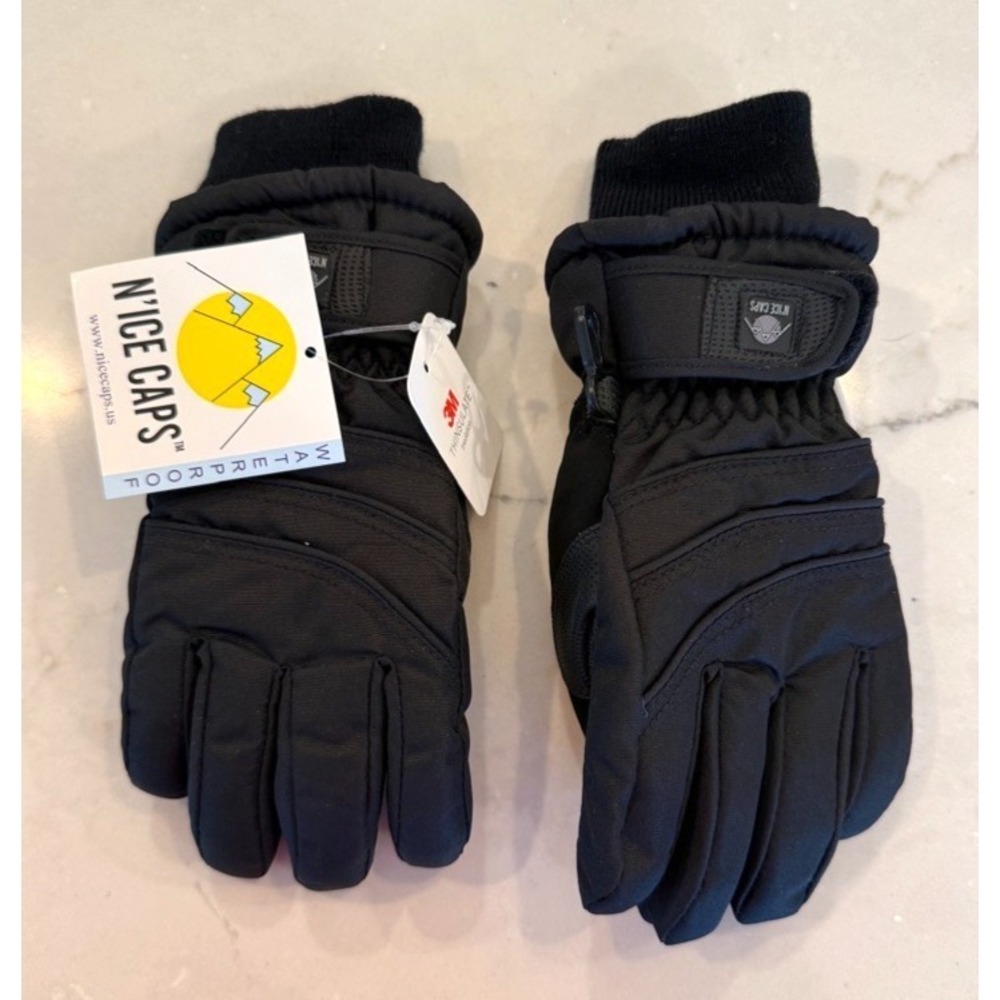 NEW N'Ice Caps Kids Waterproof‎ Winter Thinsulate Warm Gloves Black 5-6 Years